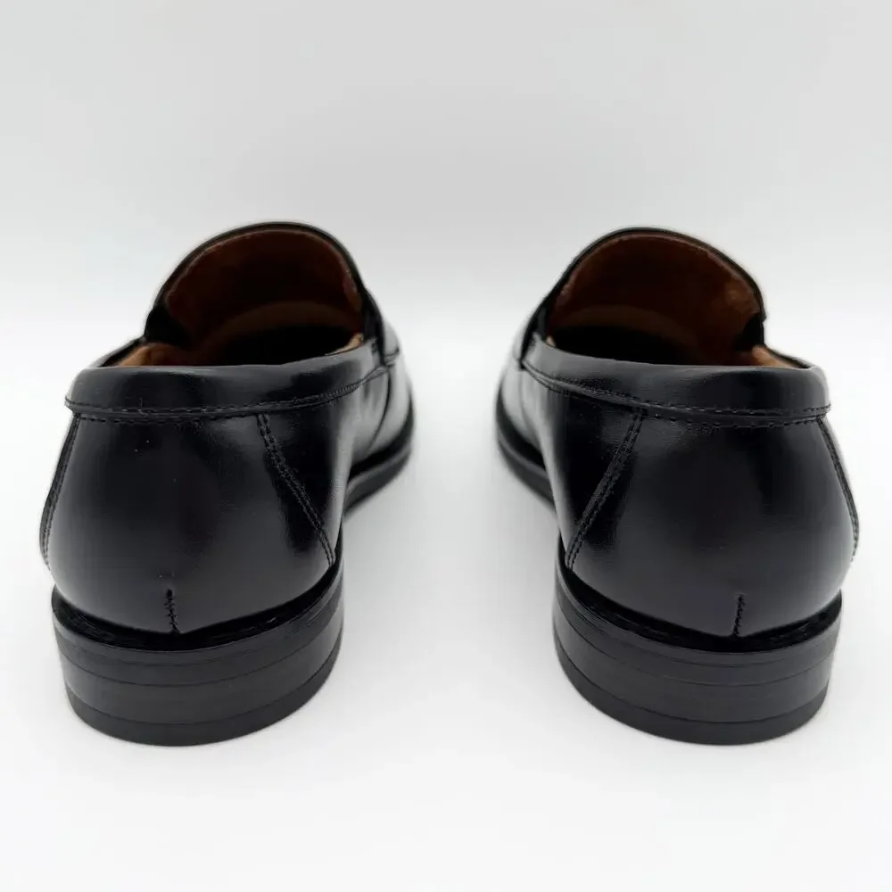 Florsheim Kids Boys Rucci Moc Toe Penny Loafers US 1.5 M Black Leather NIB
